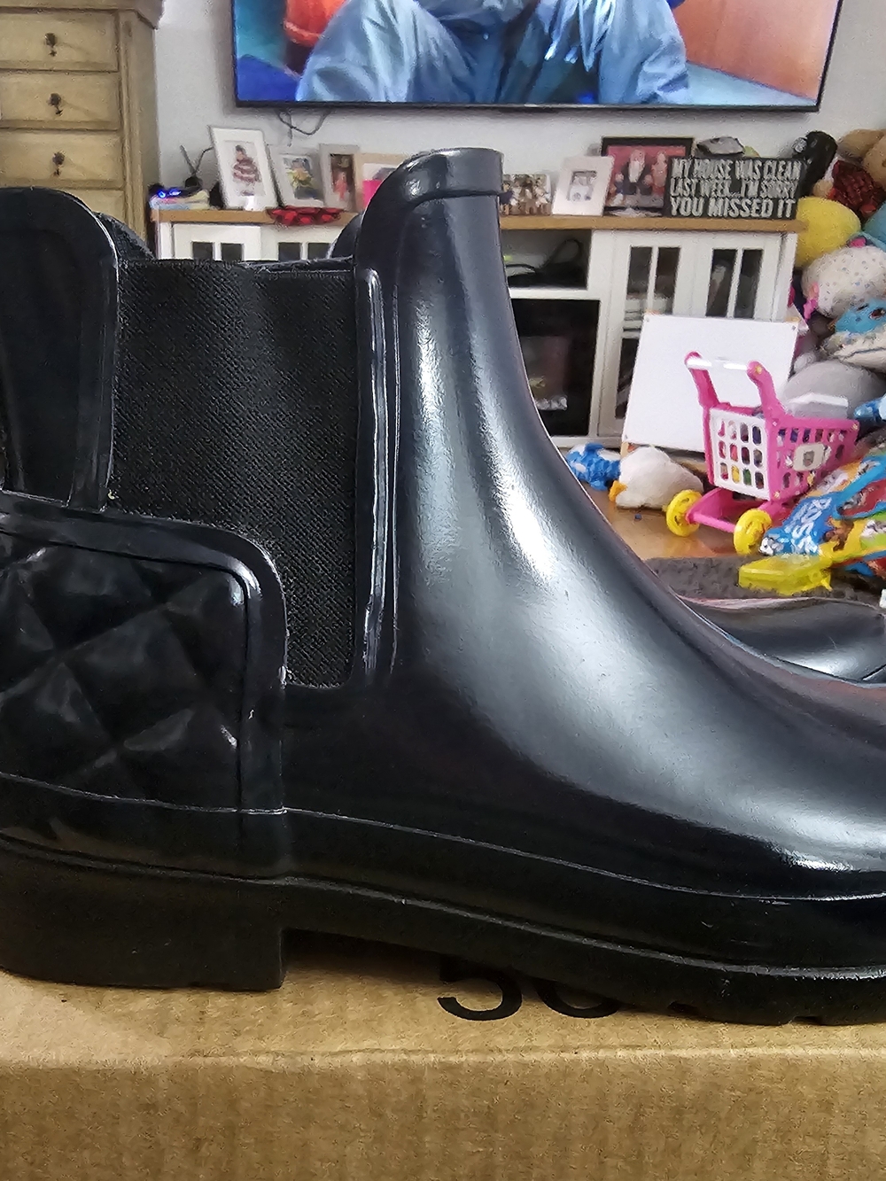 Hunter Black Gloss Chelsea-Style Rain Clog
